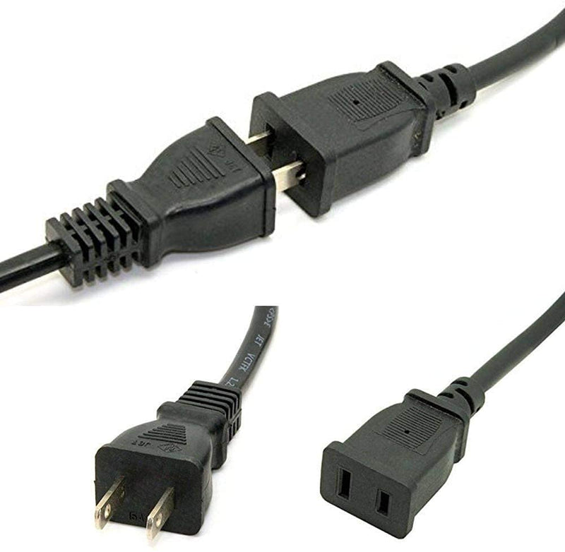Tekit(1.6ft/0.5m) USA Outlet Saver Power Extension Cord Cable 125V 15A 2-Prong 2 Outlets for NEMA 5-15P to NEMA 5-15R,Nice Short Little Extension