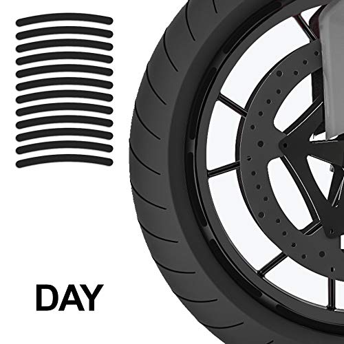 84pcs High Visibility Warning Reflective Stickers Rim Stripes Bike Bicycle Kit Decals Black Reflector Highly Night Safety Sign Visibility Universal Self - Adhesive D 51