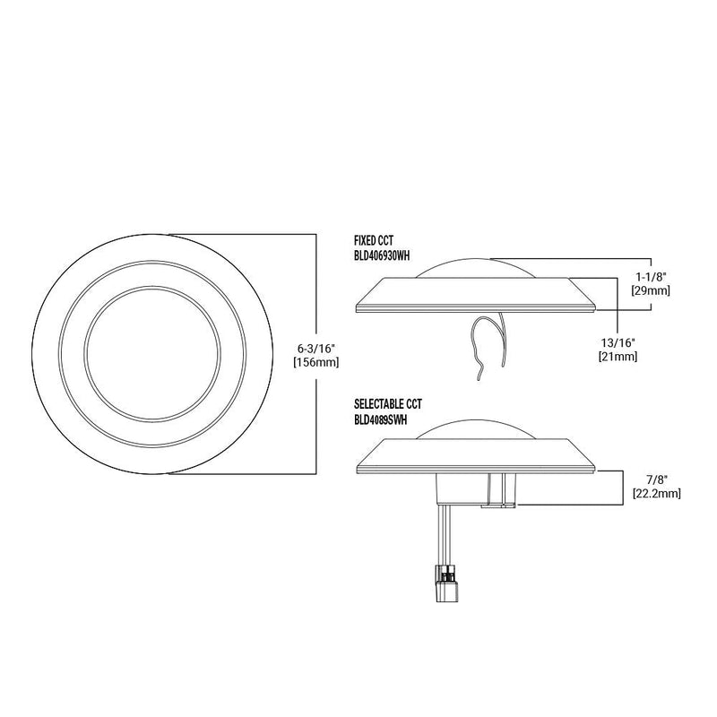 HALO BLD4089SWHR BLD 4 in. White Integrated Recessed Ceiling Light Trim at Selectable CCT (2700K-5000K), Title 20 Compliant LED Direct Mount, 4" 4" Selectable CCT (2700K-5000K)