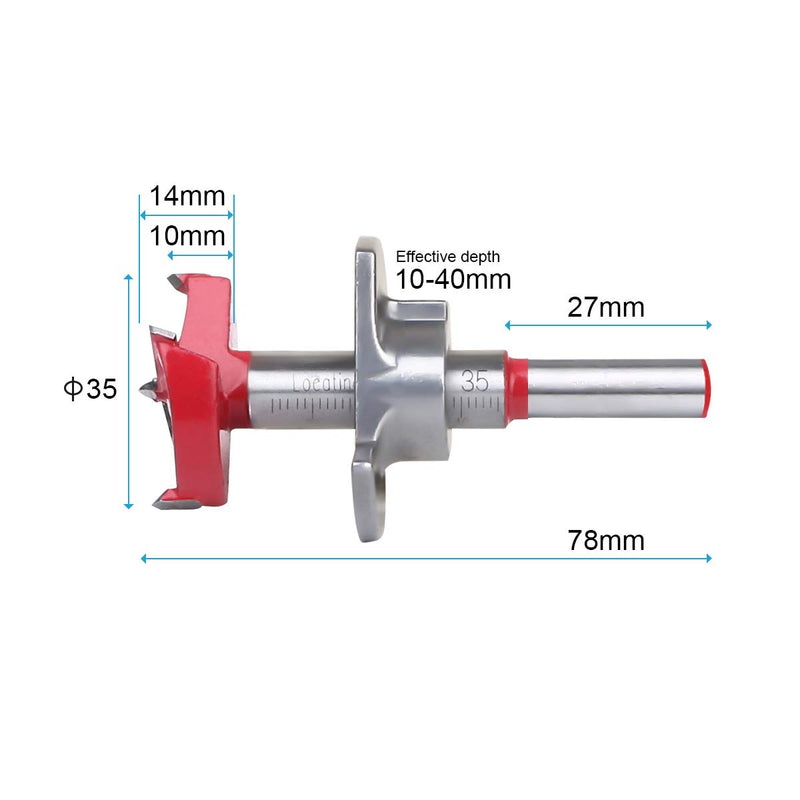 Flintronic Forstner bit, Ø35mm Forstner drill wood drill with round shank, dowel drill wood drill with depth stop, professional Forstner drill, pot drill art drill for wood, woodworking ø35mm