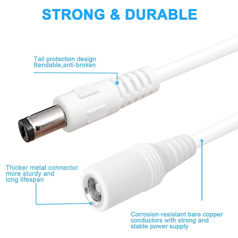 SIOCEN【2-Pack】DC Power Extension Cable 13ft 5.5mm x 2.1mm 12V DC Security Camera Extension Cord Male to Female for CCTV Indoor,Standalone LED Strip,DC Power Supply Adapter Extender Cable