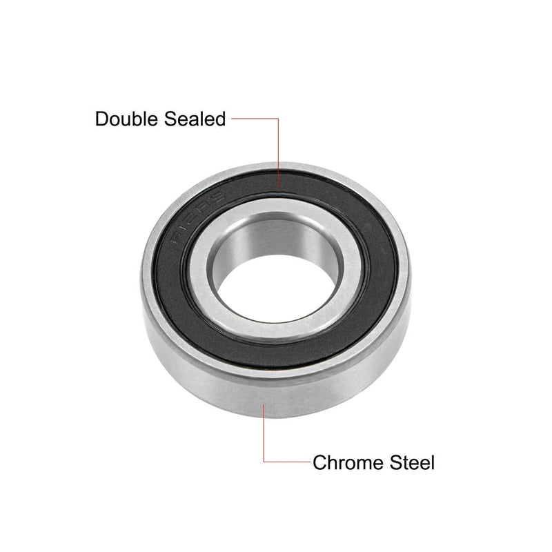 uxcell R12-2RS Deep Groove Ball Bearing 3/4"x1-5/8"x7/16" Double Sealed Chrome Steel Bearings 2-Pack 3/4"x1-5/8"x7/16"