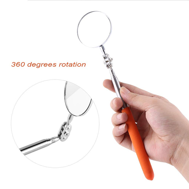 Telescoping Inspection Mirror, Car Truck Repair Extending Detection Round Lens Mirror Optical Inspection Apparatus, 360° Rotation, Shaft Max 600mm (50 * 600mm Grip Cover) 50*600mm Grip Cover