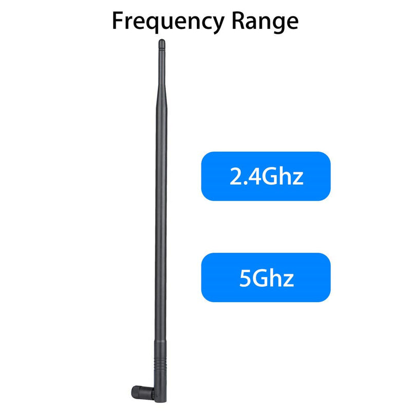 1.3ft 2X 10dBi WiFi Bluetooth Antenna Dual Band Omni Directional Antenna 2.4Ghz/5Ghz with RP-SMA Male Connector Compact with Wireless Wi-Fi Router Network Devices PC Camera