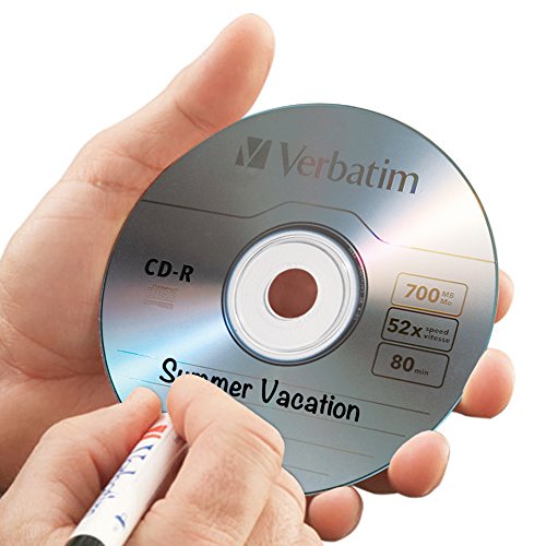 Verbatim CD-R Blank Discs 700MB 80 Minutes 52x Recordable Disc for Data and Music - 50 Pack Spindle Branded Surface 50pk Standard Packaging