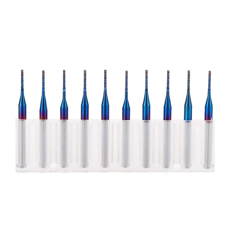 Pack of 10 End Mill Set Carbide Cutter Blue Corn Cutter CNC PCB Engraving Milling Tool Carving Drill Tools (1.0 mm) 1.0 mm