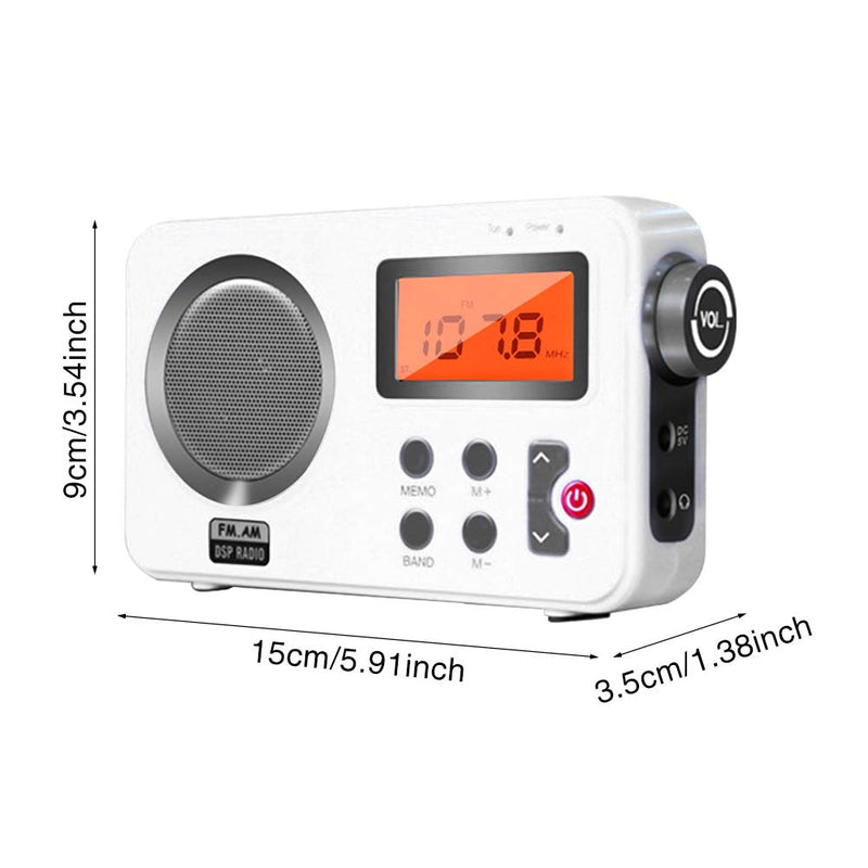 Shower Radio Speaker, AM/FM Radio with LCD Display,Portable Stereo Radio with Earphone Port for Home, Beach,Hot Tub, Bathroom, Outdoor 5.91x1.38x3.54 inch