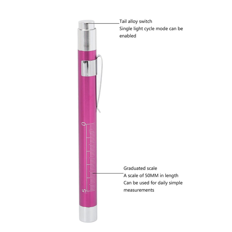 Pen Light with Pupillary Gauge, LED Penlight, Yellow Lighting, Concave Head, Aluminum Alloy, Medical Penlight with Pupil Gauge, for Ear, Nose, Throat (Purple) Purple