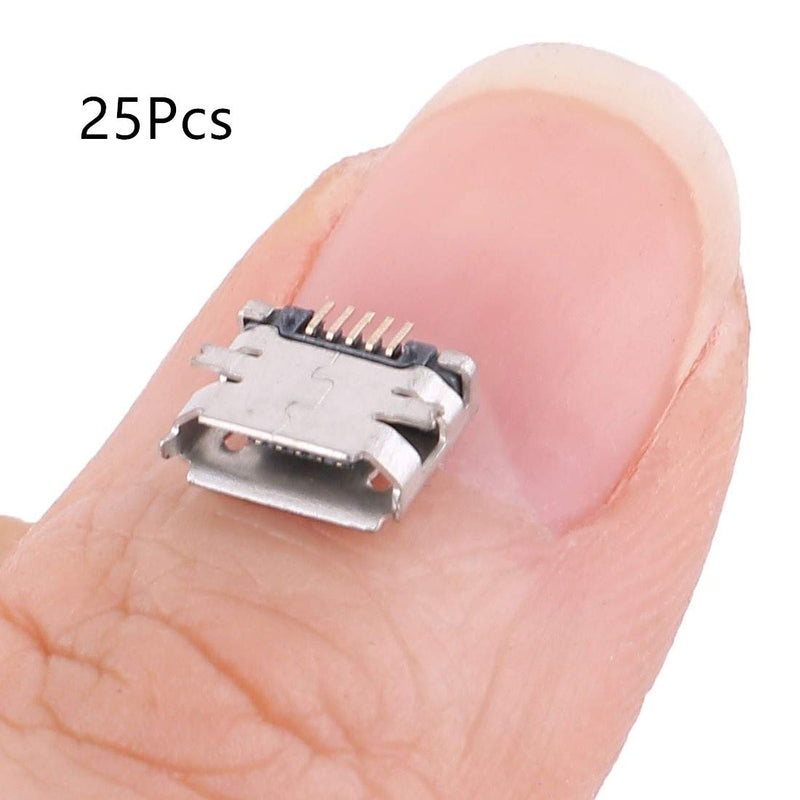 QMseller Micro USB Type B Female Socket 180 Degree 5-Pin SMD SMT Solder Connector 25 Pcs
