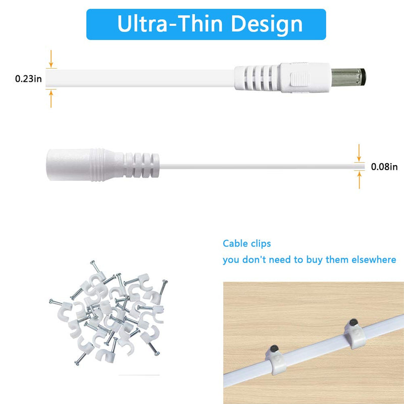 SIOCEN【3-Pack】20ft Dc 12v Power Extension Cable,5.5mm x 2.1mm 12v Extension Cord Security Camera Power Cable Male to Female for CCTV IP Indoor Camera Dvr Standalone LED Strip,Supply Adapter White