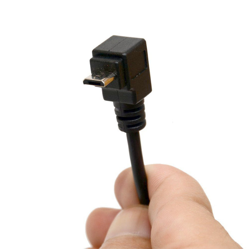BSHTU Micro B 5 Pin Right Angle 90 Degree Extension Cable Male to Female Adapter 25cm Syncing & Charging USB Cable (Down) DOWN