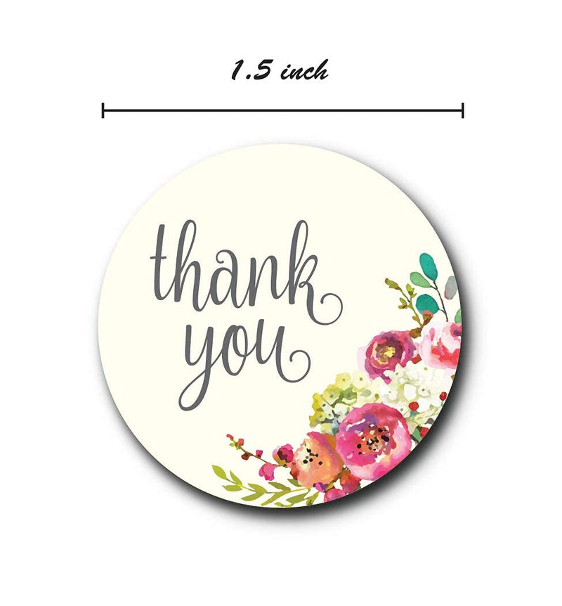 Ivory Floral Thank You Stickers - 1.5" Circle Labels / 1000 per Pack