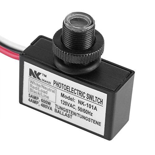 Outdoor Hard-Wired Post Eye Light Control, 120V AC Light Photocell Sensor Control, Dusk to Dawn Sensor, Automatic On/Off Photoelectric Switch for Lighting Fixtures