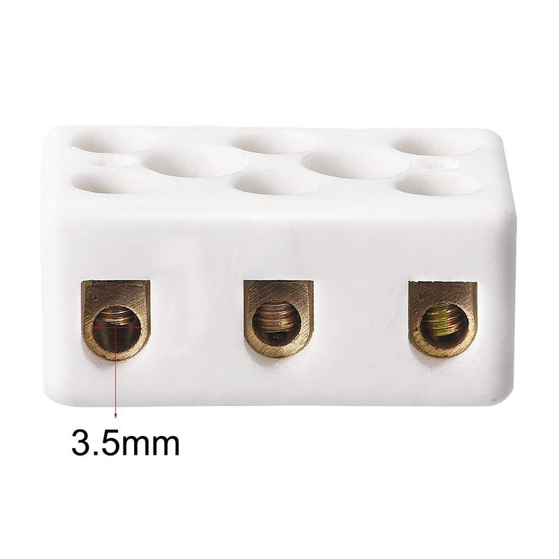 uxcell 3 Way Ceramics Terminal Blocks High Temp Porcelain Ceramic Connectors 5pcs