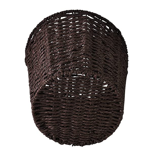 Round Wicker Waste Paper Bin and Basket, Rubbish Basket for Bedroom, Bathroom, Offices or Home (Brown) Brown
