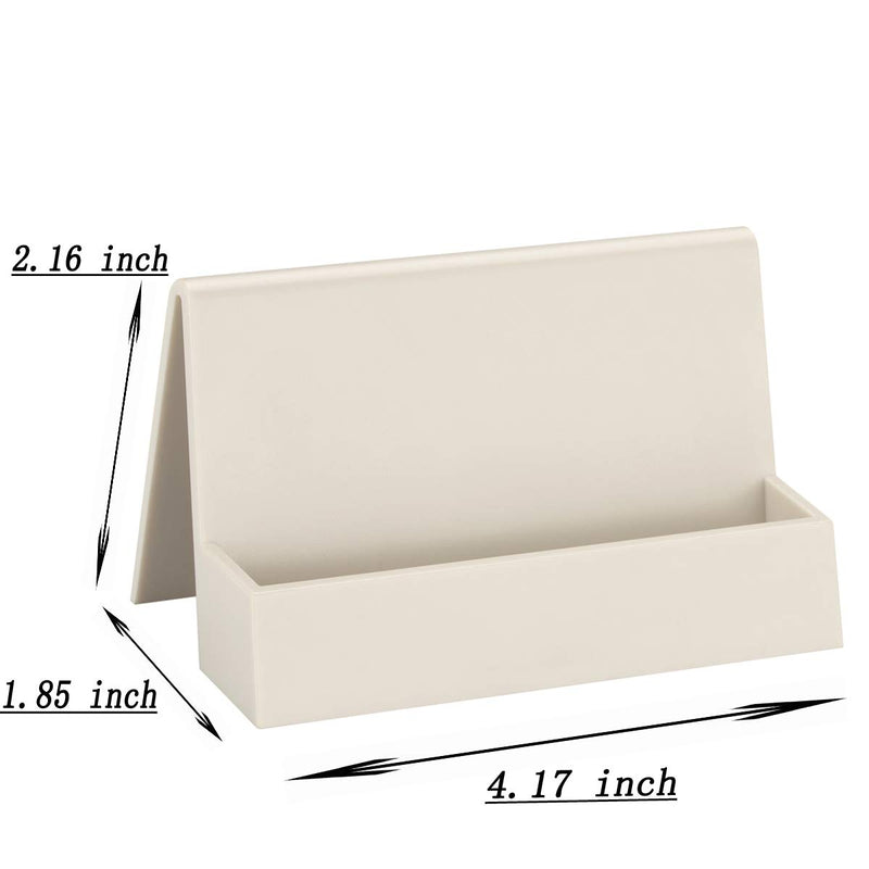 Modern Business Card Holder, Plastic Business Card Display Holders Business Card Holder for Desk, Tabletop Business Card Rack for Office (Beige) Beige