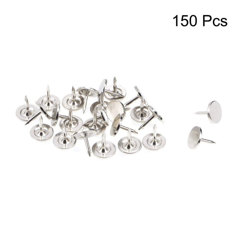 uxcell Upholstery Nails Tacks 9.5mmx10mm Flat Head Furniture Nails Pins Silver Tone for Furniture Sofa Headboards, 150 Pcs