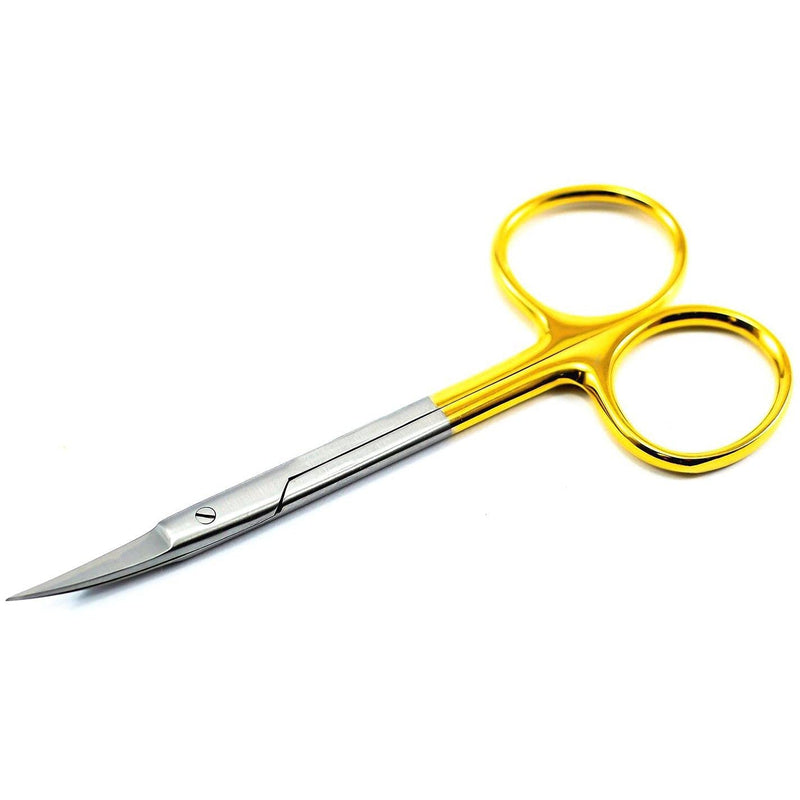 Iris Micro Dissecting Dental Lab Sharp Scissors - Curved 4.5” TC tip