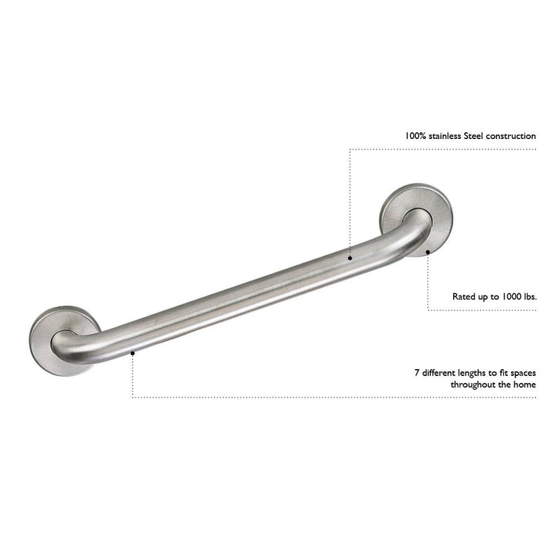 Design House 514067 Commercial Safety Grab Bar 24", Satin Stainless Steel, Inch, Polished Chrome 24 Inch