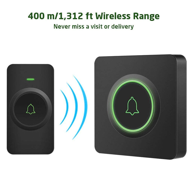 AVANTEK Wireless Doorbell over 1300 Feet Wireless Range, Waterproof Door Bell Kit with 2 Buttons, 56 Melodies & 5 Volume Levels