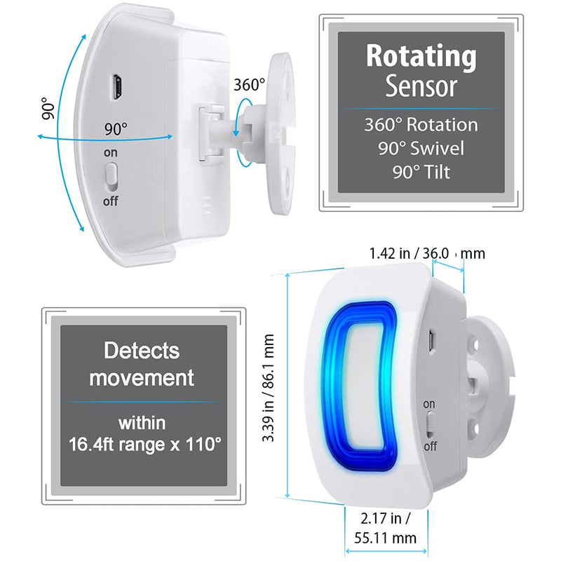 EverNary Wireless Motion Sensor and Pager Bed Alarm and Fall Prevention for Elderly Kids Home (2 Motion Detector +1 Receiver) 1 Receiver + 2 Motion Sensor