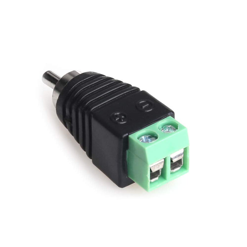 MOBOREST RCA Cable Audio Adapter, Phono RCA Male Plug to AV Screw Terminal Audio/Video Speaker Wire connectors Solderless Adapter(RCA Male-2pack) Solder free RCA Male-2pack