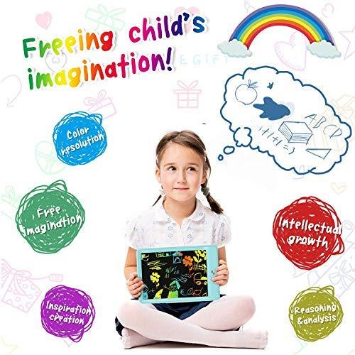 KOKODI LCD Writing Tablet, 10 Inch Colorful Toddler Doodle Board Drawing Tablet, Erasable Reusable Electronic Drawing Pads, Educational and Learning Toy for 3-6 Years Old Boy and Girls Blue 10in