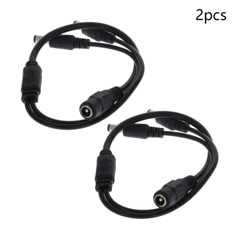 Fielect 2pcs DC Power Splitter 1 Female to 2 Male 5.5mm x 2.1mm Adapter Cable for CCTV Camera LED Strip Lights 2pcs 1 to 2