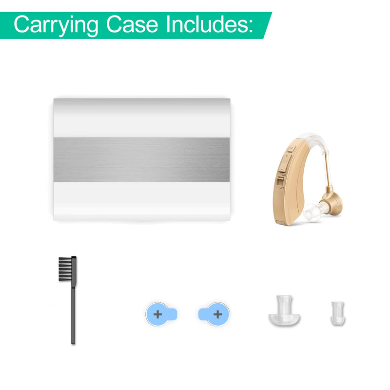 Hearing Aid for Seniors and Adults, Digital Hearing Amplifier with Adjustable Volume and Noise Reduction, 500 Hours Per Battery Life and Hearing Aid Cleaning Brush Included