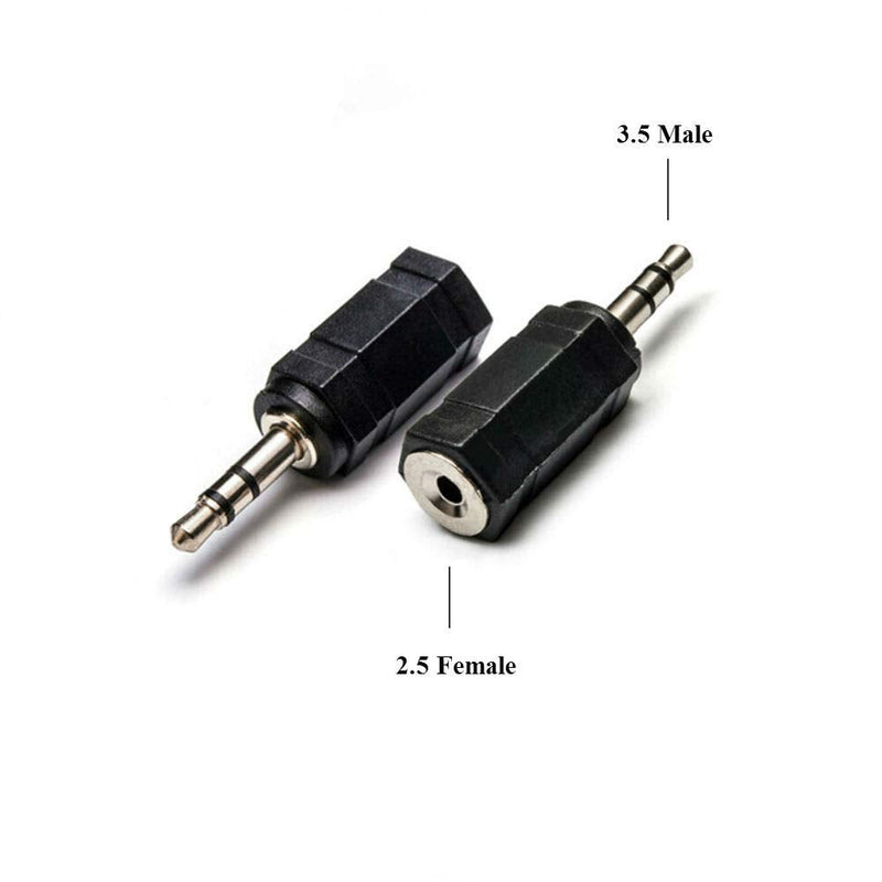 AKOAK 1 Pack 2.5mm Female to 3.5mm Male + 1 Pack 2.5mm Male to 3.5mm Female Audio Stereo Headphone Jack Adapter