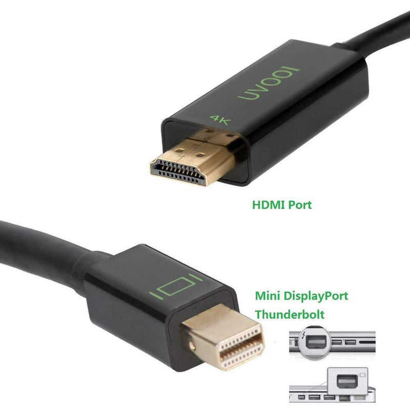 Mini DisplayPort to HDMI 2.0 Cable 4K 15 Feet, UVOOI Mini Display Port DP to HDMI Cord for HDTV, Projector, Monitor and Other-Gold Plated
