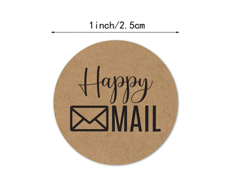 1 inch Round Kraft Happy Mail Stickers Envelope Seals Stickers for Small Business 500 Adhesive Labels