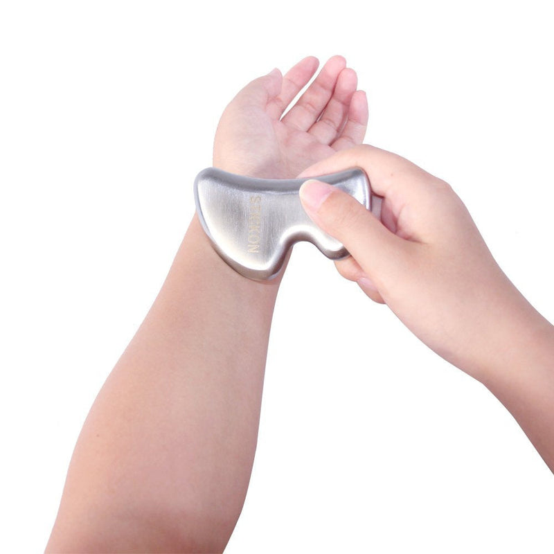 Stainless Steel Gua Sha Scraping Massage Tool - STICKON IASTM Tools Great Soft Tissue Mobilization Tool (B Shape)