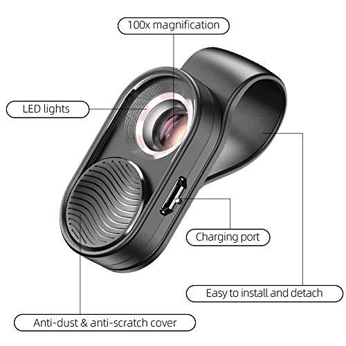 Apexel 100X Pocket Size Mobile Phone Microscope,HD Optical Lens Digital Microscope with Universal Clip Compatible with 98% Smartphone, Portable to Carry for Microworld for Kids and Adults