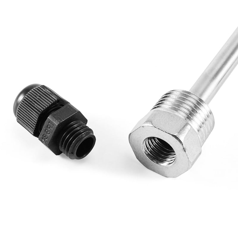 Pack of 2 immersion sleeves, stainless steel immersion sleeve G 1/2 inch thread for temperature sensor, 8 x 50mm immersion sleeves, Thermowell, immersion protection tubes for thermocouples, protective tube for temperature sensors 8x50mm