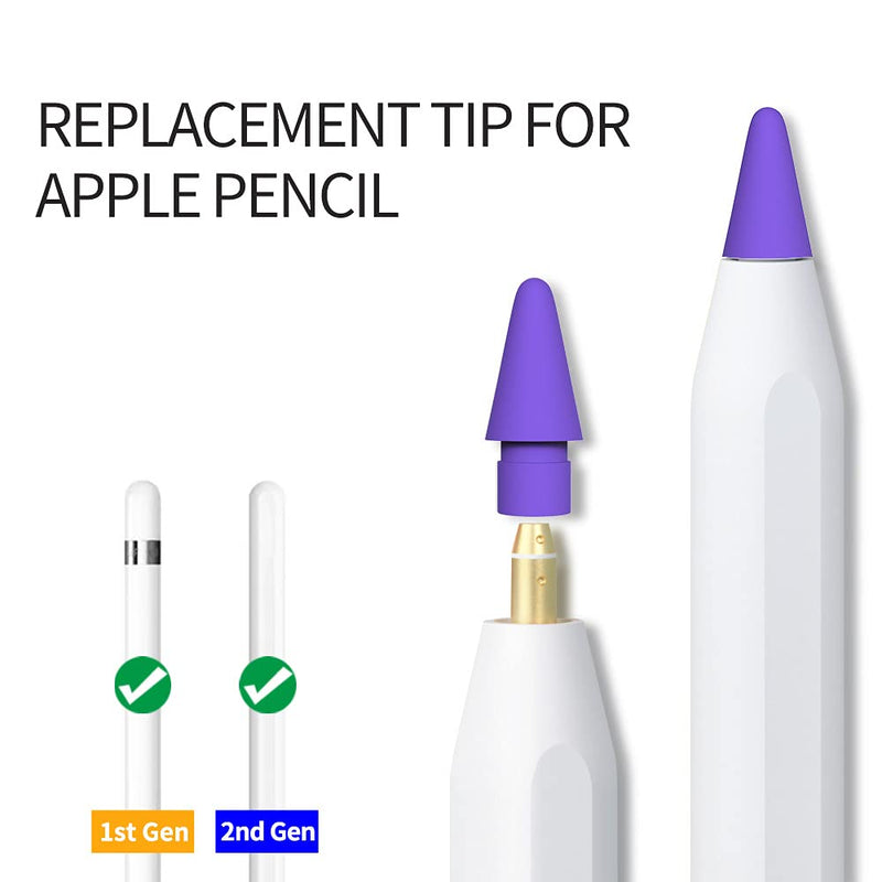 AWINNER Pen Tip Compatible with Apple Pencil Tips 1st & 2nd Generation Color Nib (Red/Yellow/Purple/Pink/Cyan) Red/Yellow/Purple/Pink/Cyan