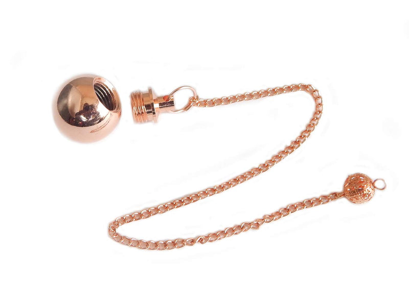 Openable Round Ball Copper Metal Pendulum. Healing Dowsing Reiki Metaphysical Chakra Balancing Pendulum for Divination & Dowsing.