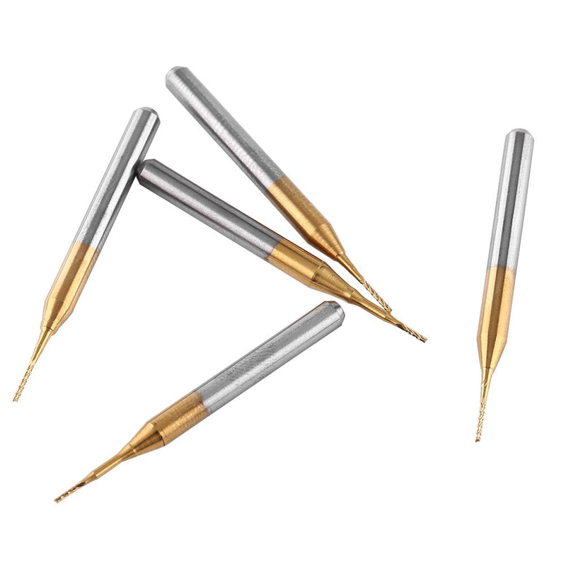 10pcs 3.175mm Shank Titanium Coating Tungsten Carbide End Mill Engraving Drill Bit for Corn Tip Board CNC SMT Rotary Milling Cutter 0.6mm Diameter