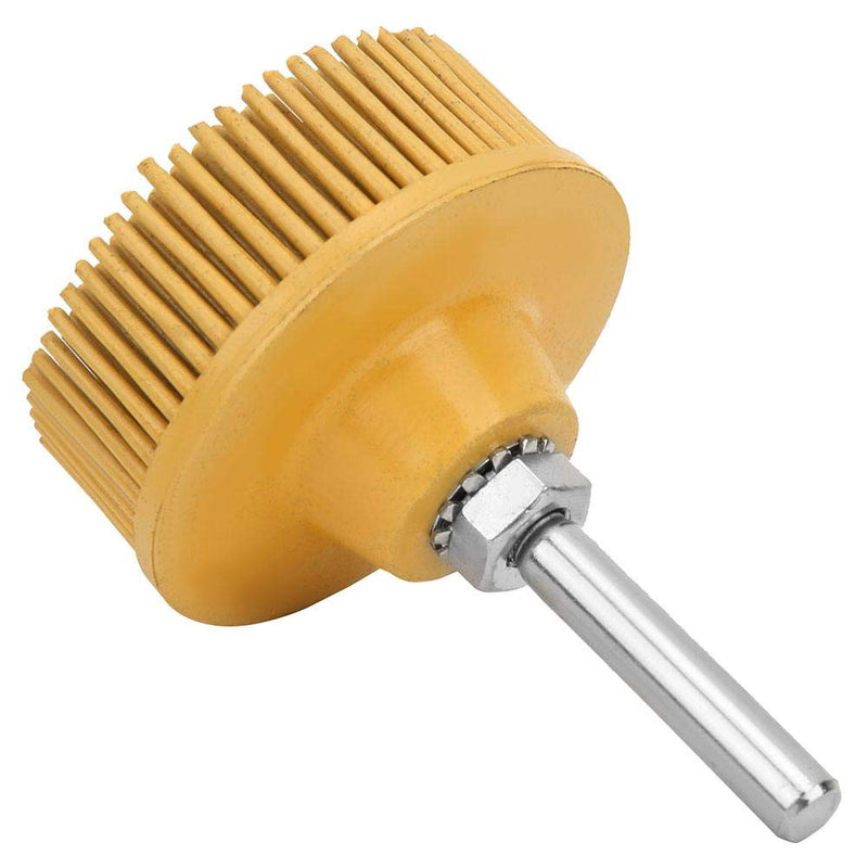 Bristle disc with connecting rod, drill accessories for metal, fine machining, cleaning, polishing, grinding, deburring, removing rust scratches (Yellow 80#) Yellow 80#