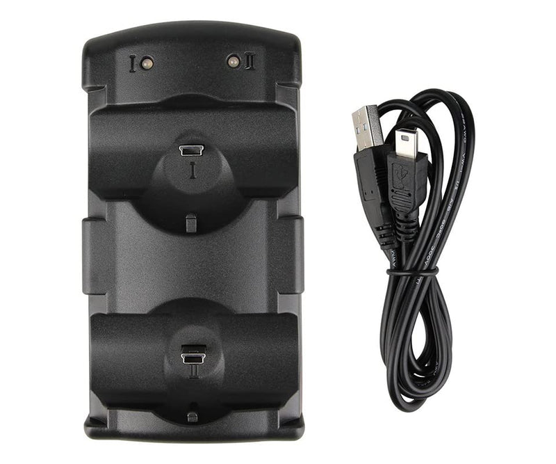 DIGISHUO PS3 Controller Dual Charger Dock Stand for Sony Playstation 3 PS Move Controller Wireless Dualshock 3 Charging 2 USB PS3 Cable Compatible Ports with LED Indicators Black