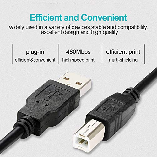 Printer Cable to Computer USB Printer Scanner Cable High Speed A Male to B Male Cord Compatible with HP, Canon, Dell, Epson, Lexmark, Xerox, Samsung and More (5FT)