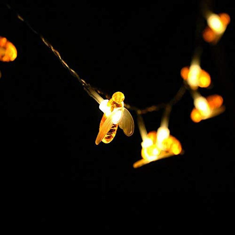 Honeybee Fairy String Lights, ER CHEN 10Ft 20 LED Honeybee Battery Power Led String Lights for Party, Wedding, Xmas, Decoration, Gardens, Patios, etc. Battery Powered