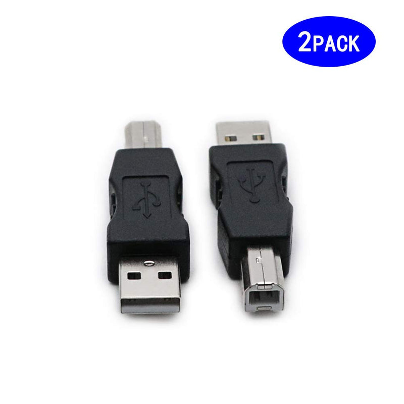 2 Pack USB 2.0 AM/BM Print Plug Type A Male to Type B Male Connector Converter Adapter Coupler