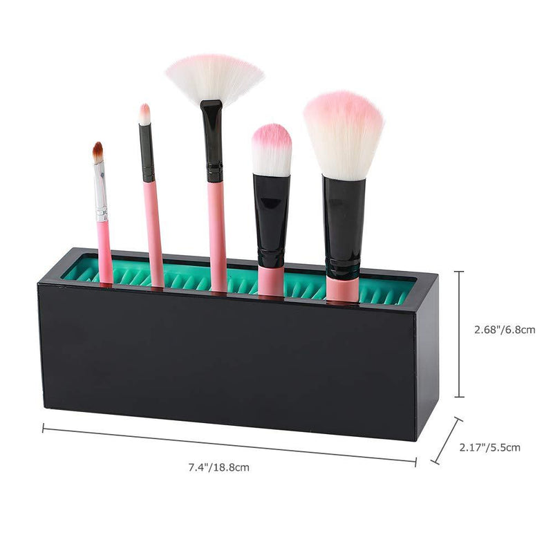 Makeup Brushes Holder Organizer, Silicone Vanity Air Drying Rack Display Storage for Brush, Eyeliners and More, Practical Cosmetic Tools Container by Jamend Clxp.(Blue-Black) black