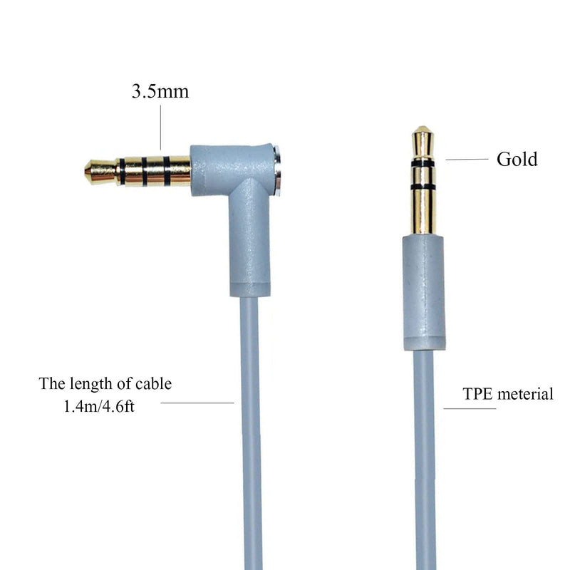 Replacement Audio Cable Cord Wire with in-line Mic Audio Extension Cable and Remote Control Compatible with Beats by Dr Dre Headphones Solo/Studio/Pro/Detox/Wireless/Mixr/Executive/Pill (Grey) Grey