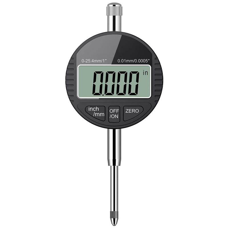 AUTOUTLET Digital Dial Gauge 0.01/0.0005'', Digital Dial Gauge Gauge 0-25.4mm/1'' Measuring Range, with LCD Display, Digital Indicator Gauge Dial Test Indicators for Laboratory Workshop etc. (Black) Black 0-25.4mm/1''( 0.01mm/0.0005'')