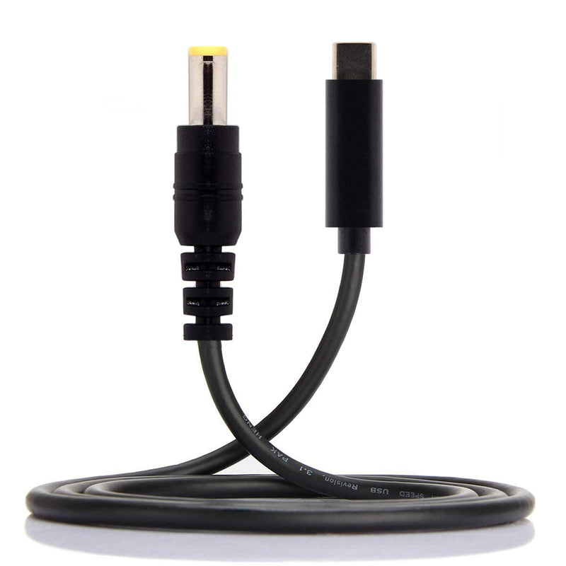 chenyang CY DC 5.5x2.5mm to Type C USB-C Input Cable for Laptop Notebook (5.5x2.5mm to USB-c) Black Cable
