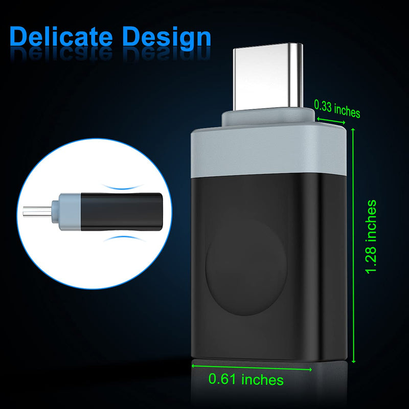 USB C Male to USB 3.0 Female Adapter 3-Pack,Thunderbolt 3 Type A OTG Cable Converter for MacBook Pro,iPad Air 4,S21,21,Chromebook,Microsoft Surface Go,Galaxy Note 10 20 S10 S20 Plus Ultra Z Flip Fold Black