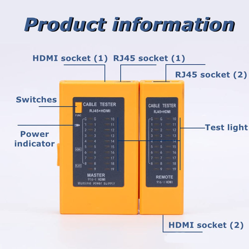 2-in-1 Cable Tester, HDMI Digital Cable Tester, RJ45 Network Cable Tester, Ethernet Tester Checker LAN Cable Detector