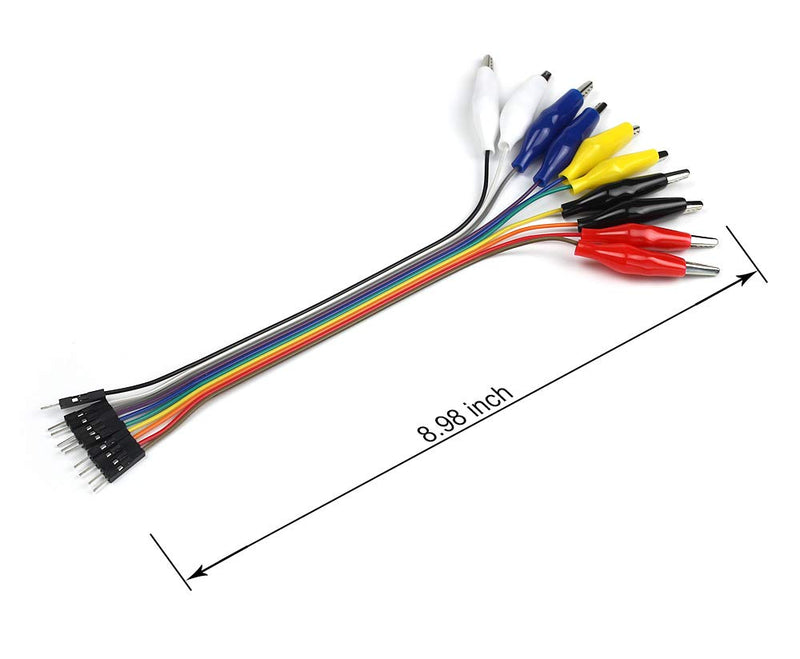 UCTRONICS Breadboard Alligator Clip Jumpers - Gator to Male and Female Jumper Wires Test Lead 2x10pcs 8 inch for Power Supply,LED Strips, Multimeters, Arduino Lilypad and Raspberry Pi